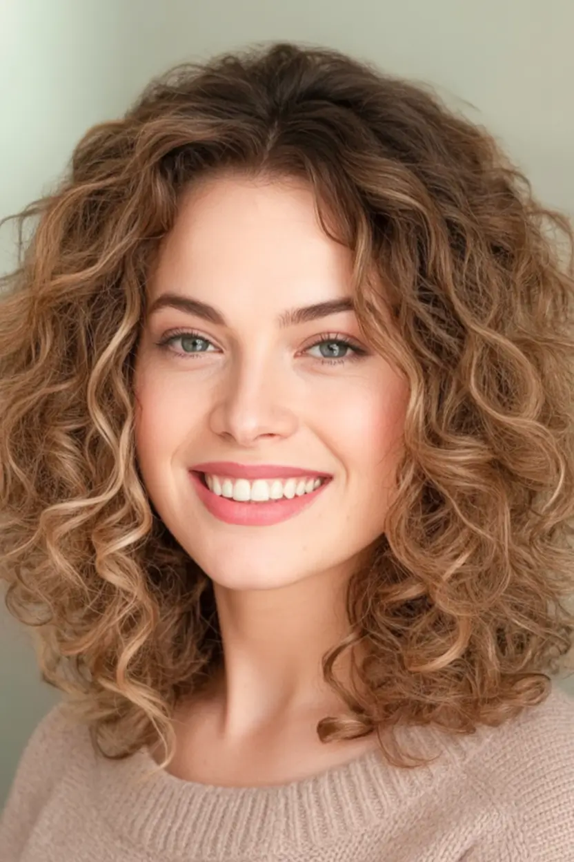 Best Fall 2025 Hair Color Trends for Women 40+ Mid-Length Spirals in Buttery Caramel