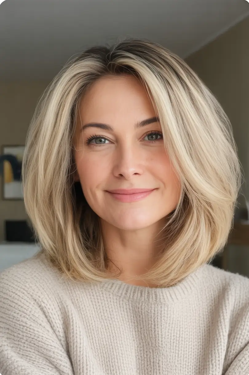 Best Fall 2025 Hair Color Trends for Women 40+ Dimensional Blonde Bob with Face Lightening