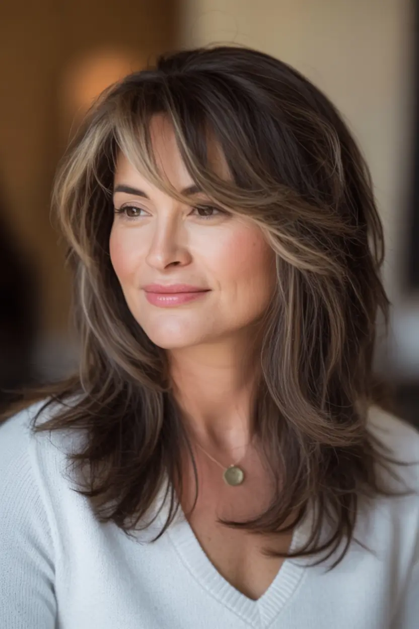 Best Fall 2025 Hair Color Trends for Women 40+ Warm Mocha Layers with Champagne Highlights