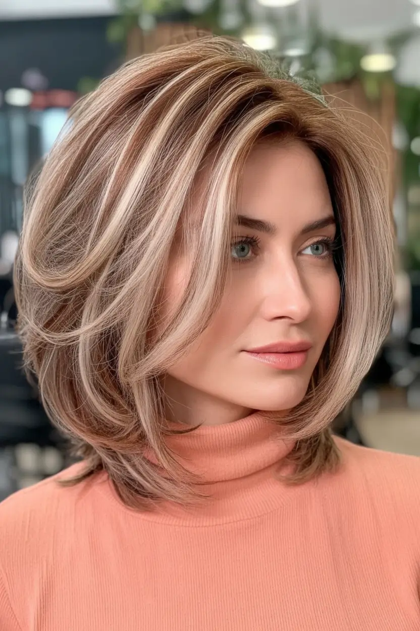 Best Fall 2025 Hair Color Trends for Women 40+ Golden Beige Layers with a Glossy Finish