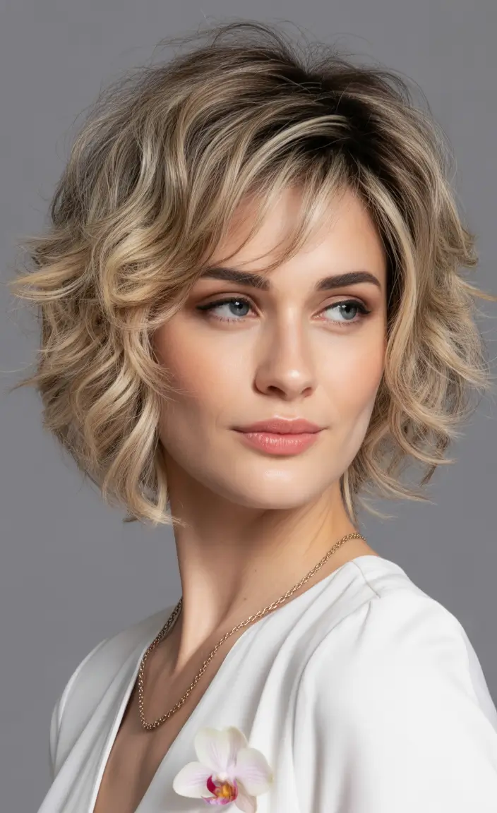 Best Fall 2025 Hair Color Trends for Women 40+ Short Wavy Bob with Platinum Tips