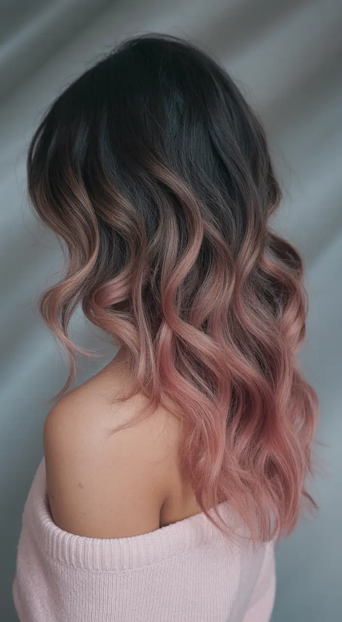 Best Fall Brown Hair Colors to Try in 2025 Rosy Chocolate Balayage with Pastel Ends