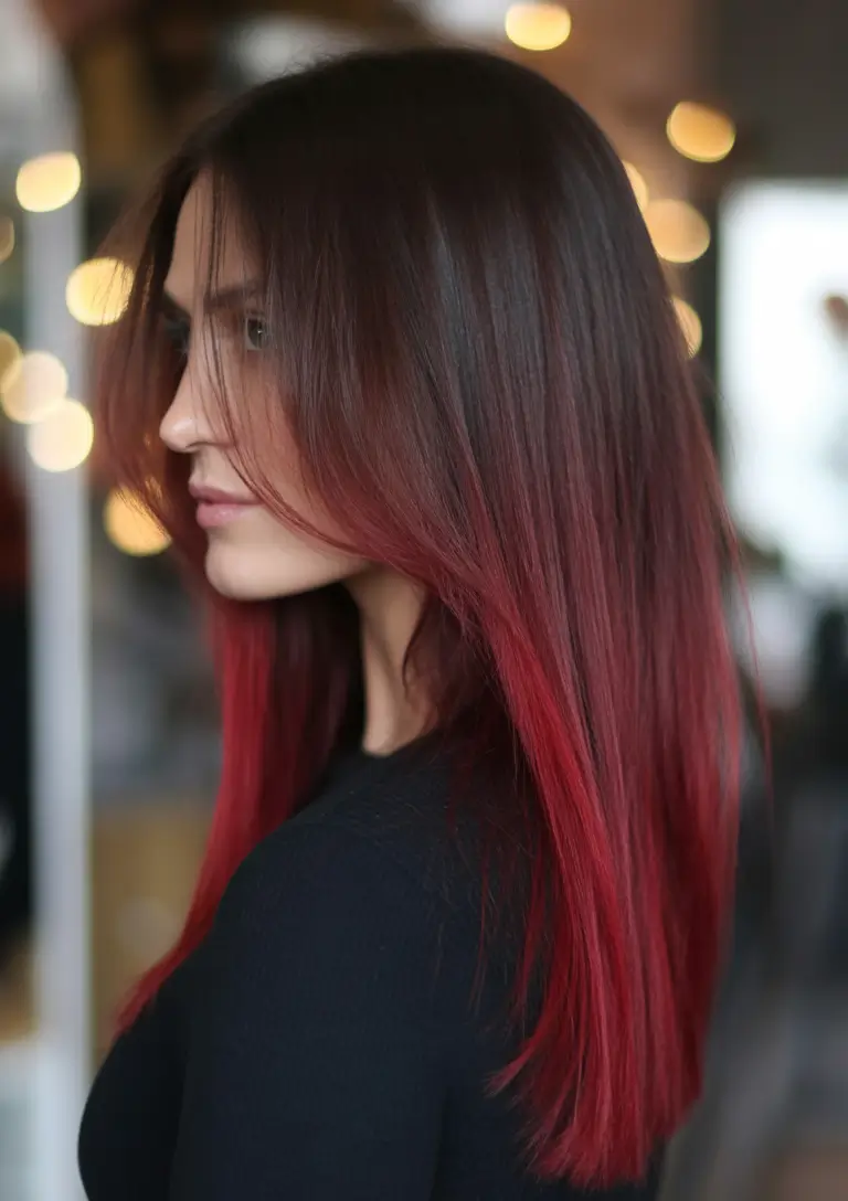 Best Fall Brown Hair Colors to Try in 2025 Plum-Toned Ends with Straight Length
