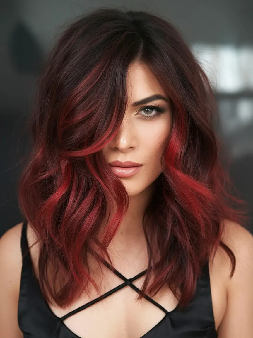 Best Fall Brown Hair Colors to Try in 2025 Rich Wine Highlights on Loose Waves