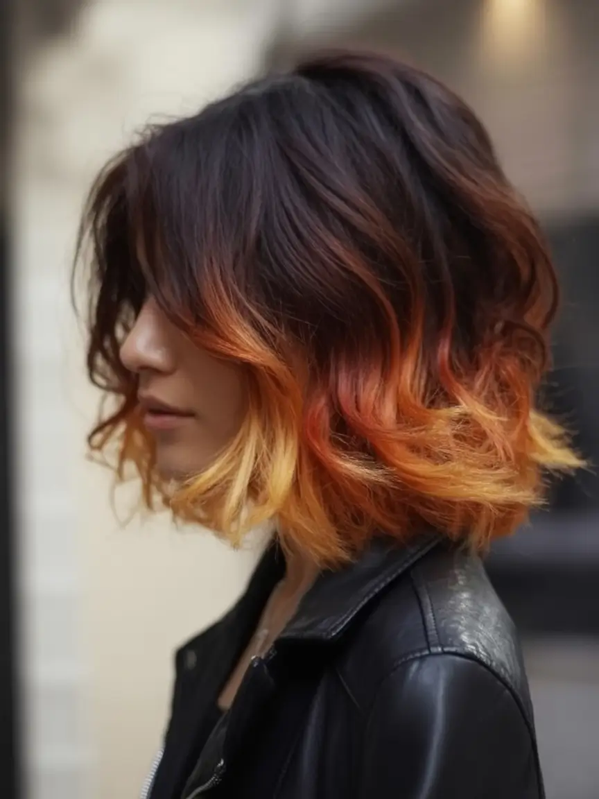 Best Fall Brown Hair Colors to Try in 2025 Fiery Ombre for Short and Wild Looks