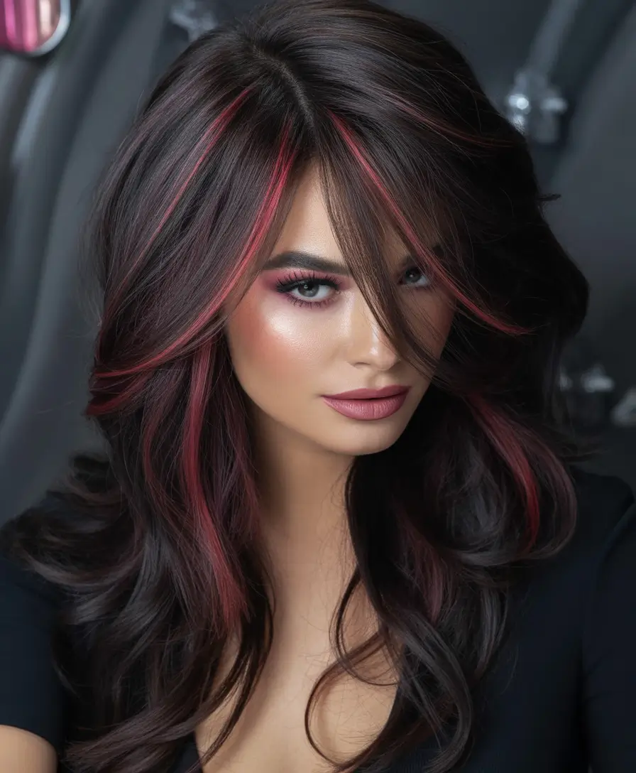 Best Fall Brown Hair Colors to Try in 2025 Pinkish Highlights with Soft Layers