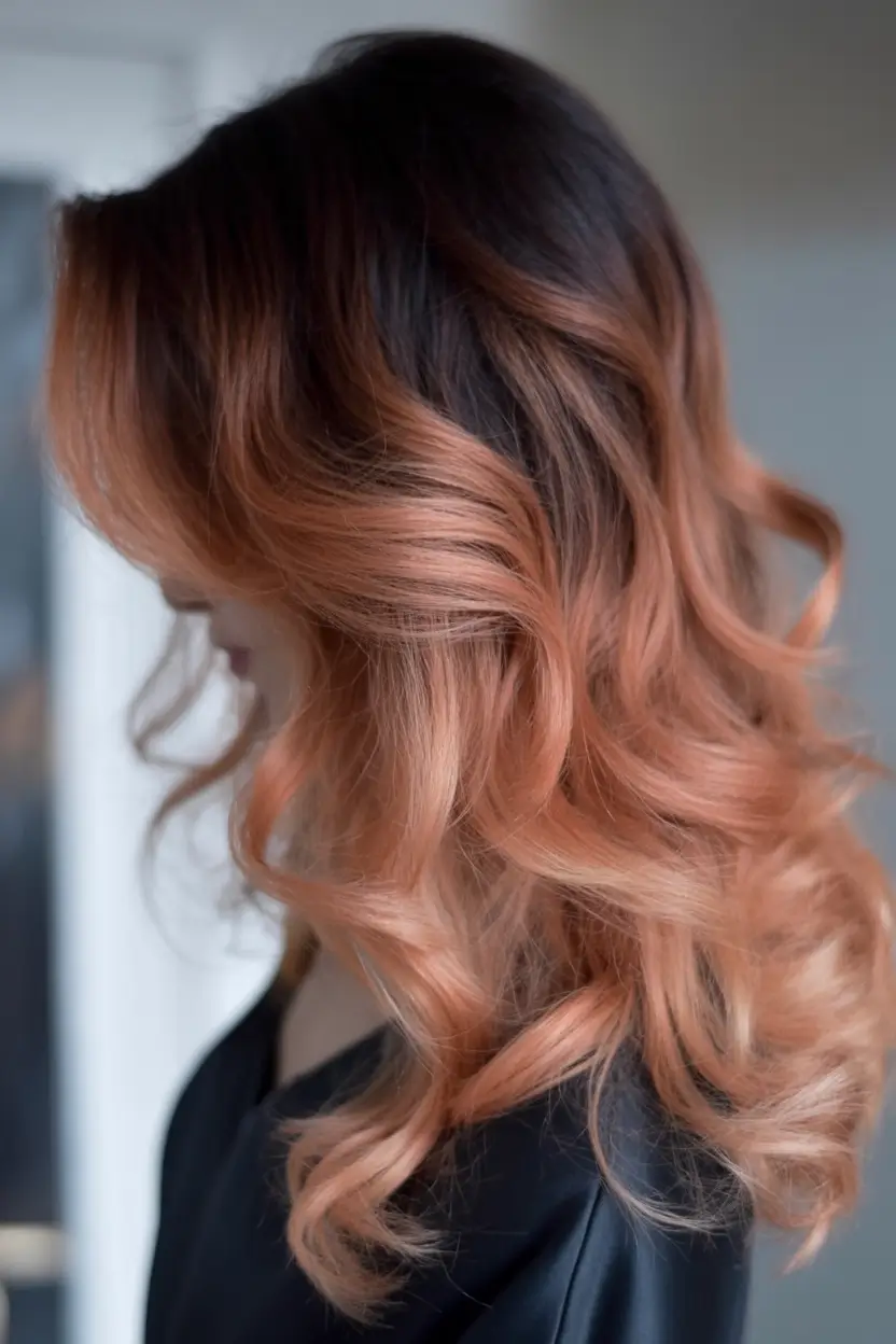 Best Fall Brown Hair Colors to Try in 2025 Toasted Copper Balayage with Glam Waves