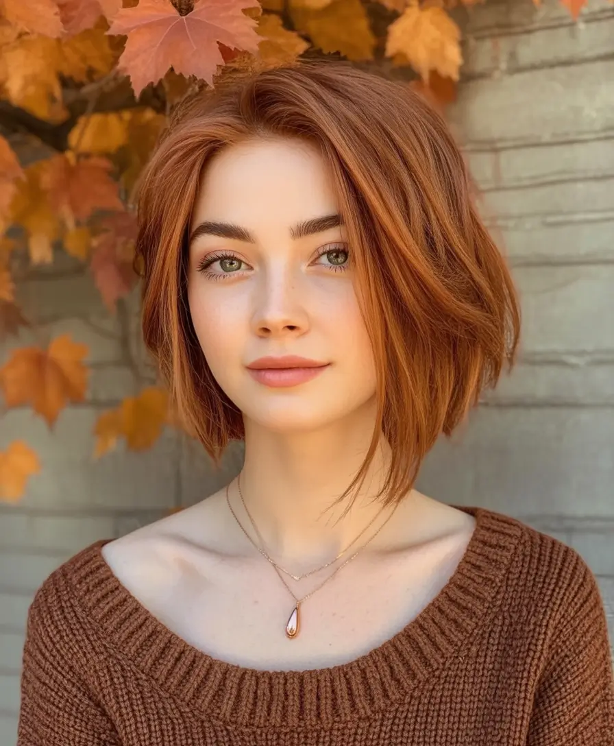 Best Fall Hair Colors for Warm Skin Tones 2025 Warm Copper Bob for Autumn Glow