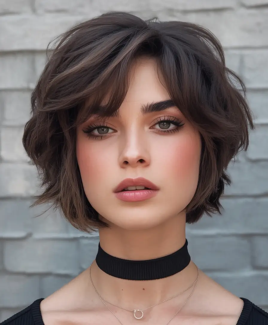 Best Fall Hair Colors for Warm Skin Tones 2025 Layered Espresso Bob with Tousled Volume
