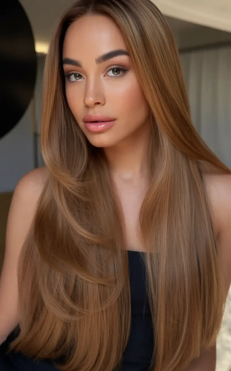 Best Fall Hair Colors for Warm Skin Tones 2025 Golden Honey Length With Sleek Layers