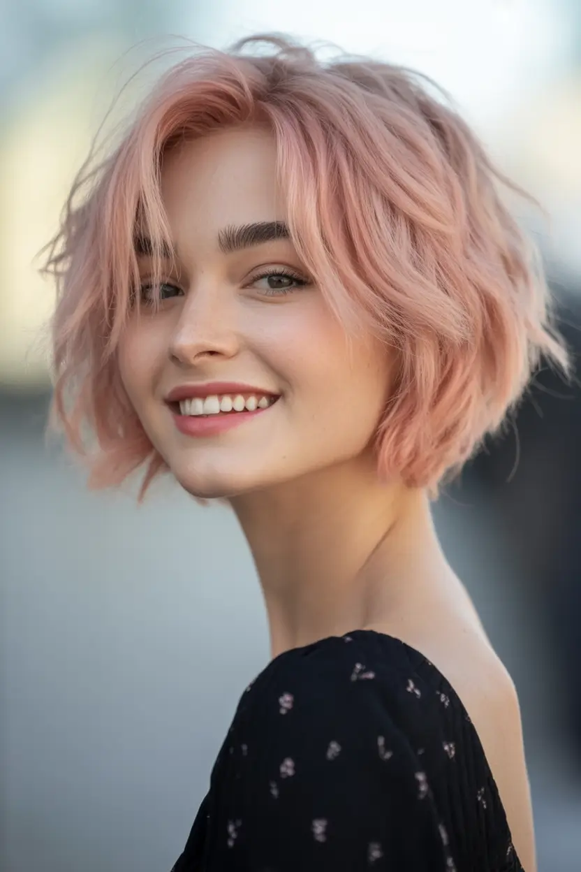 Blonde Hair Color Ideas for Fall 2025 Soft Rosé Blonde Pixie with Airy Texture