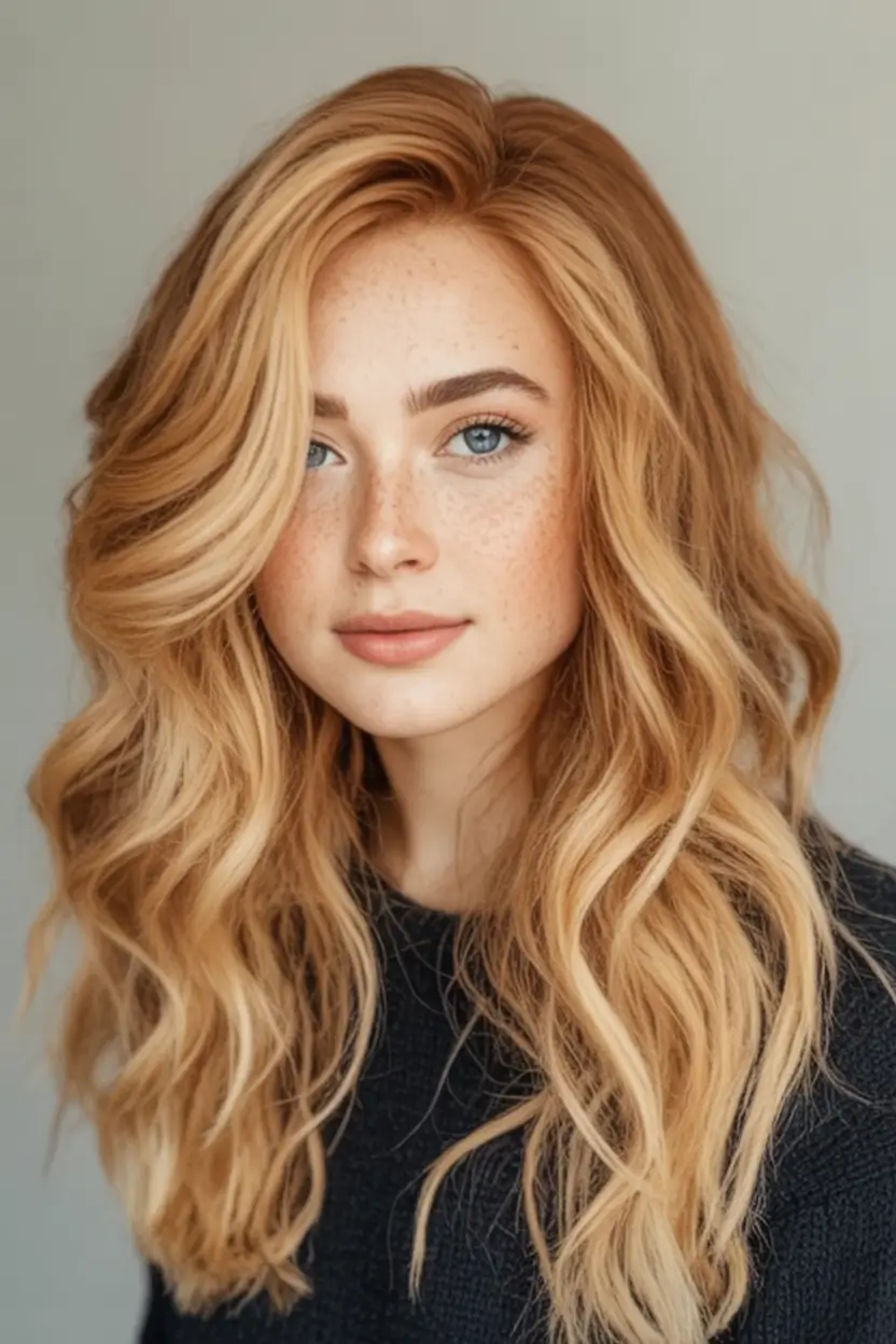 Blonde Hair Color Ideas for Fall 2025 Strawberry Honey Blonde for Blue Eyes