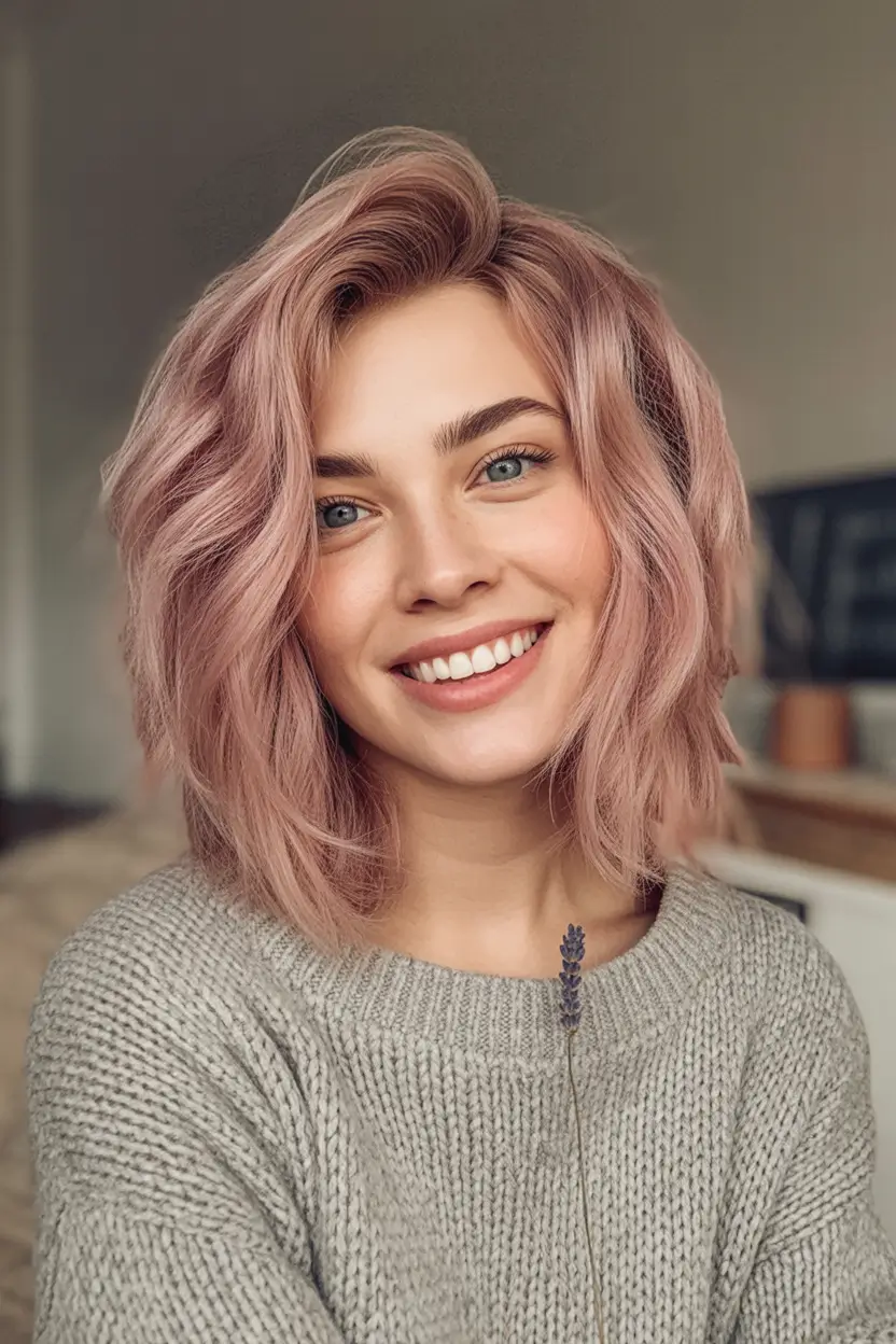 Blonde Hair Color Ideas for Fall 2025 Rose Beige Bob with Tousled Texture