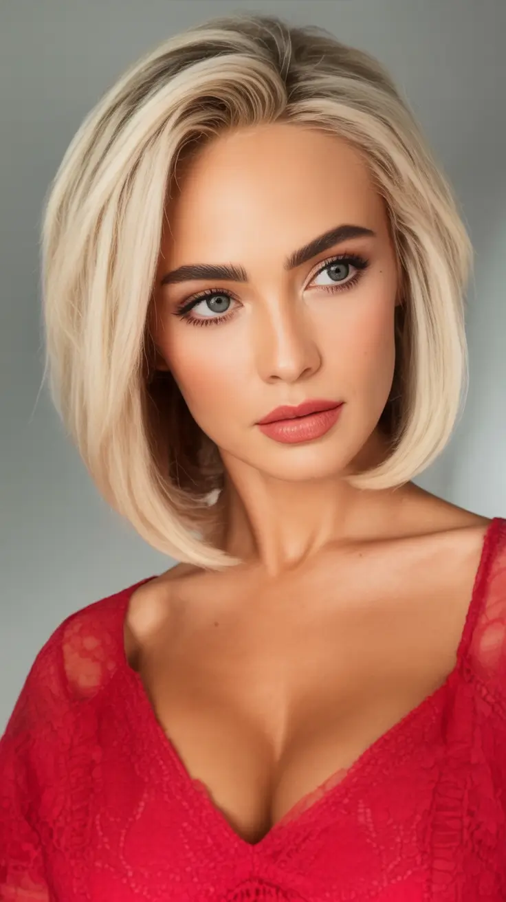Blonde Hair Color Ideas for Fall 2025 Bright Vanilla Blonde with Sharp Blunt Ends