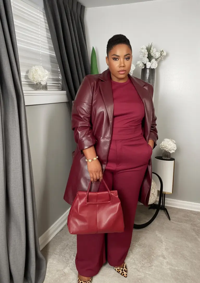 Chic & Cozy Fall 2025 outfits for Plus Size Women Berry Bold and Beautiful
