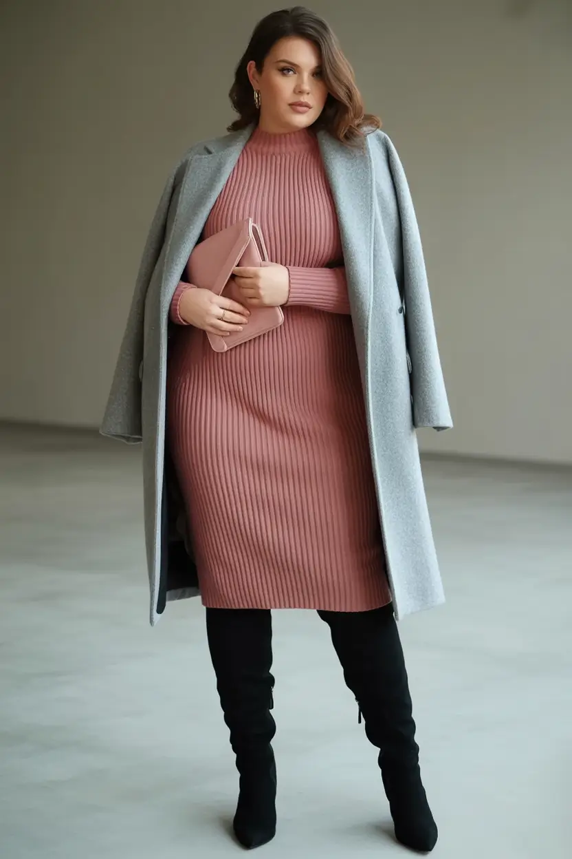 Chic & Cozy Fall 2025 outfits for Plus Size Women Blushing Knits and City Coats