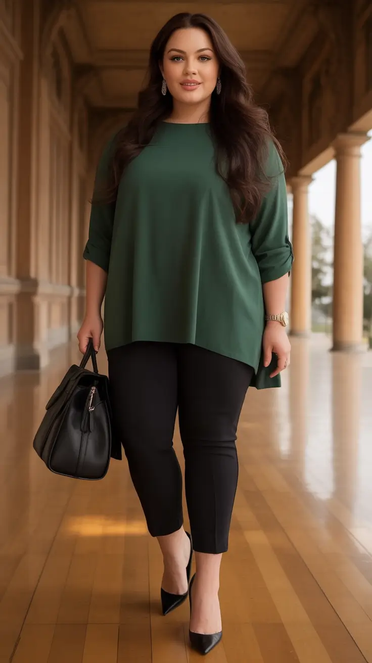 Chic & Cozy Fall 2025 outfits for Plus Size Women Emerald Green for Elevated Ease