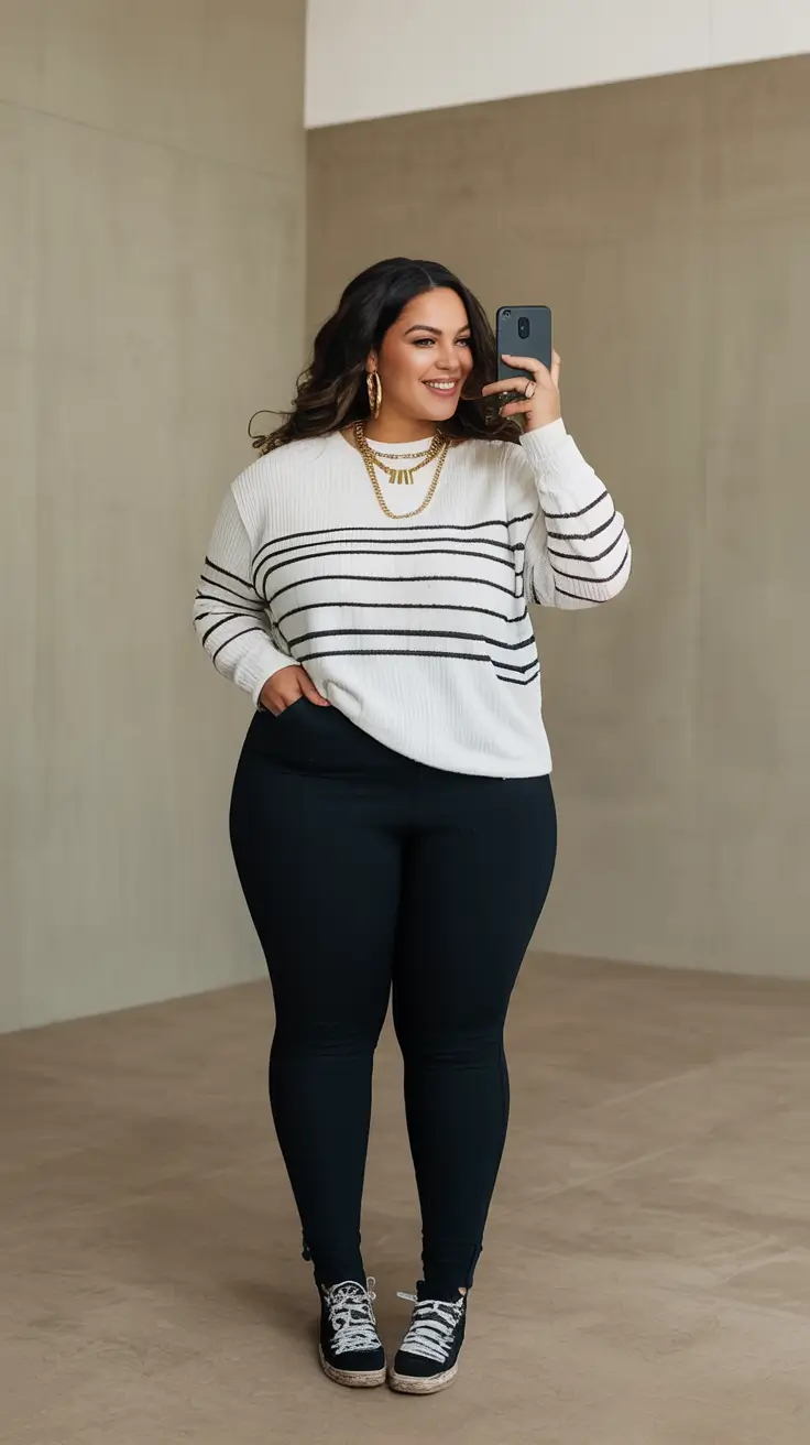 Chic & Cozy Fall 2025 outfits for Plus Size Women Monochrome Minimalism with Street Flair