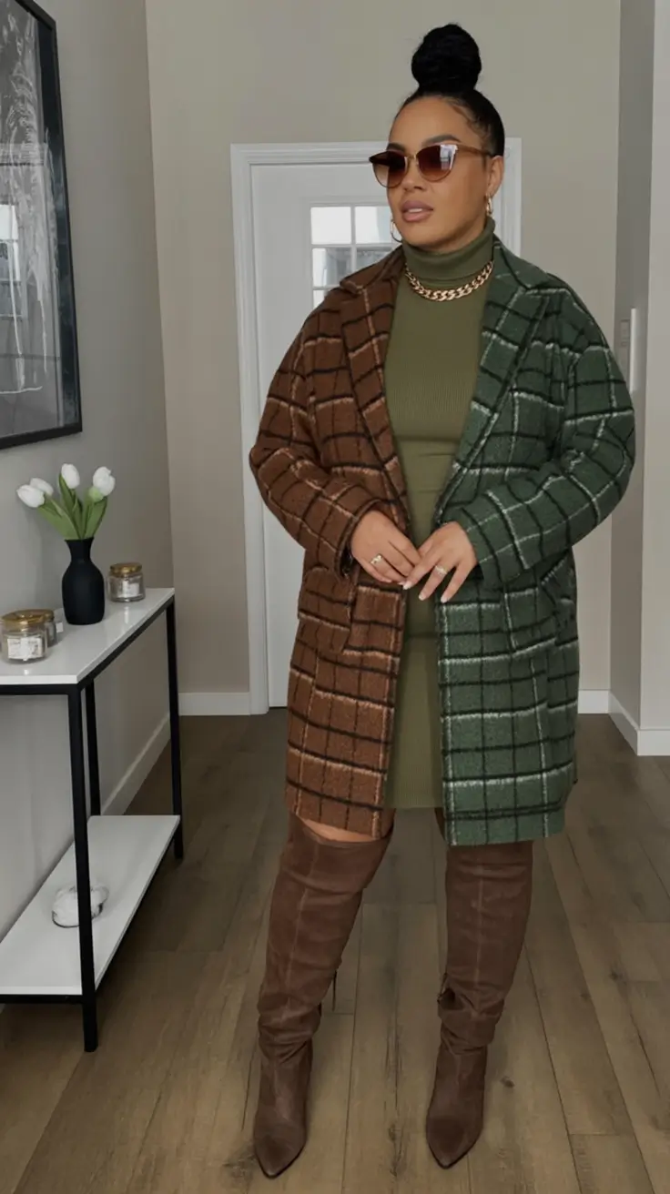 Chic & Cozy Fall 2025 outfits for Plus Size Women Colorblock Confidence and Knit Dress Power