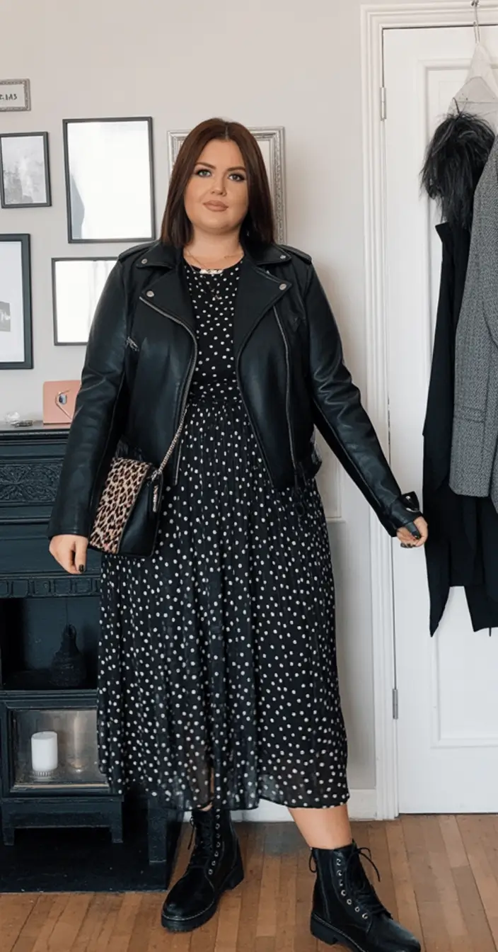 Chic & Cozy Fall 2025 outfits for Plus Size Women Polka Dots and Edge for Day or Night