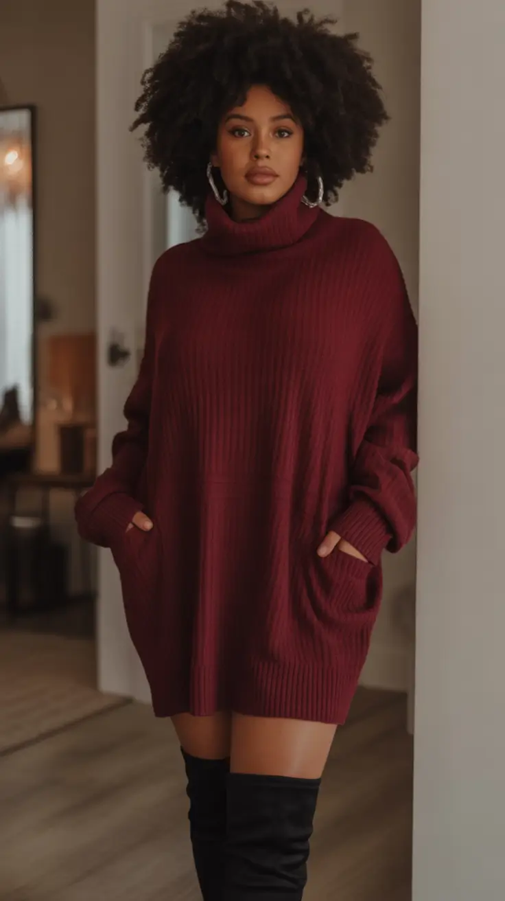 Chic & Cozy Fall 2025 outfits for Plus Size Women Effortless Wine Red with a Modern Silhouette