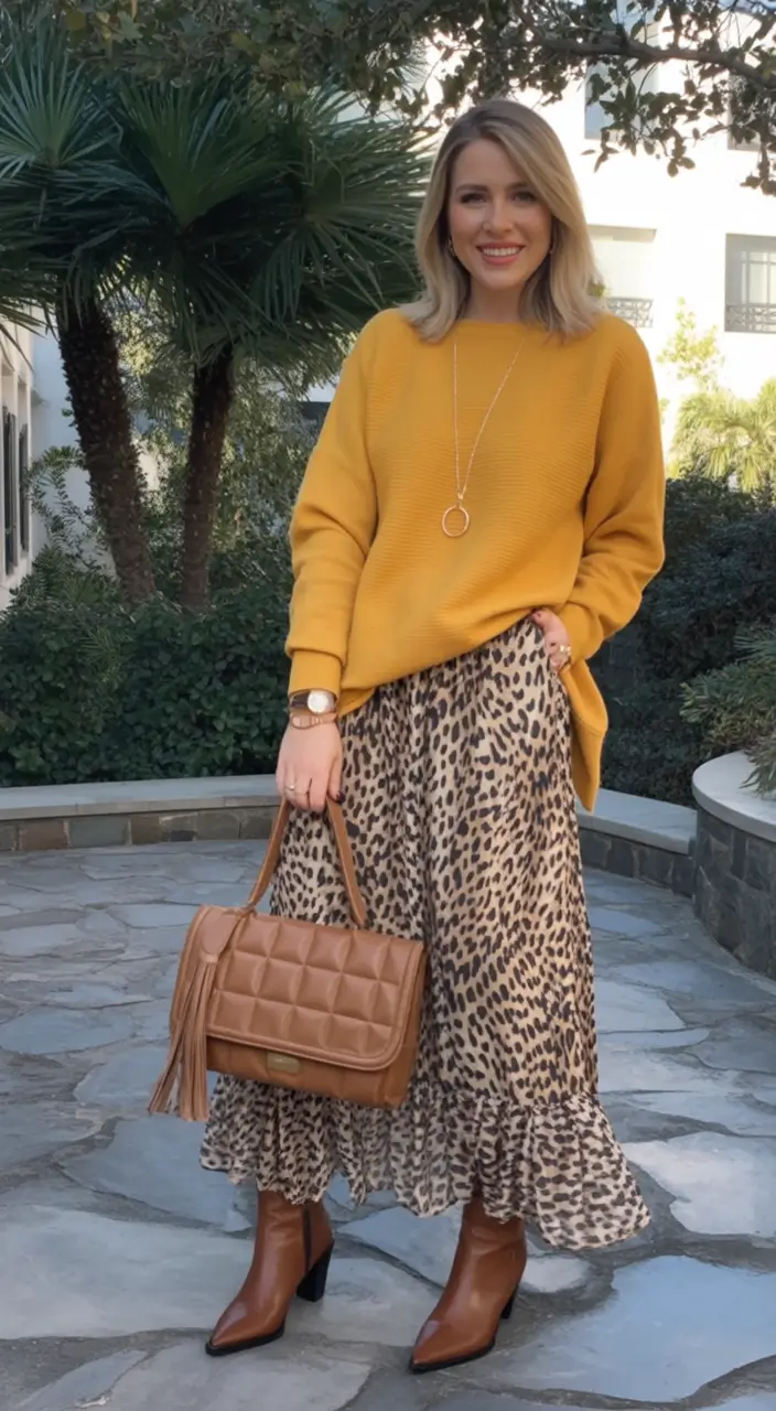 Cozy & Chic Fall outfits Ideas to Try in 2025 Golden Mustard and Wild Prints for the Win