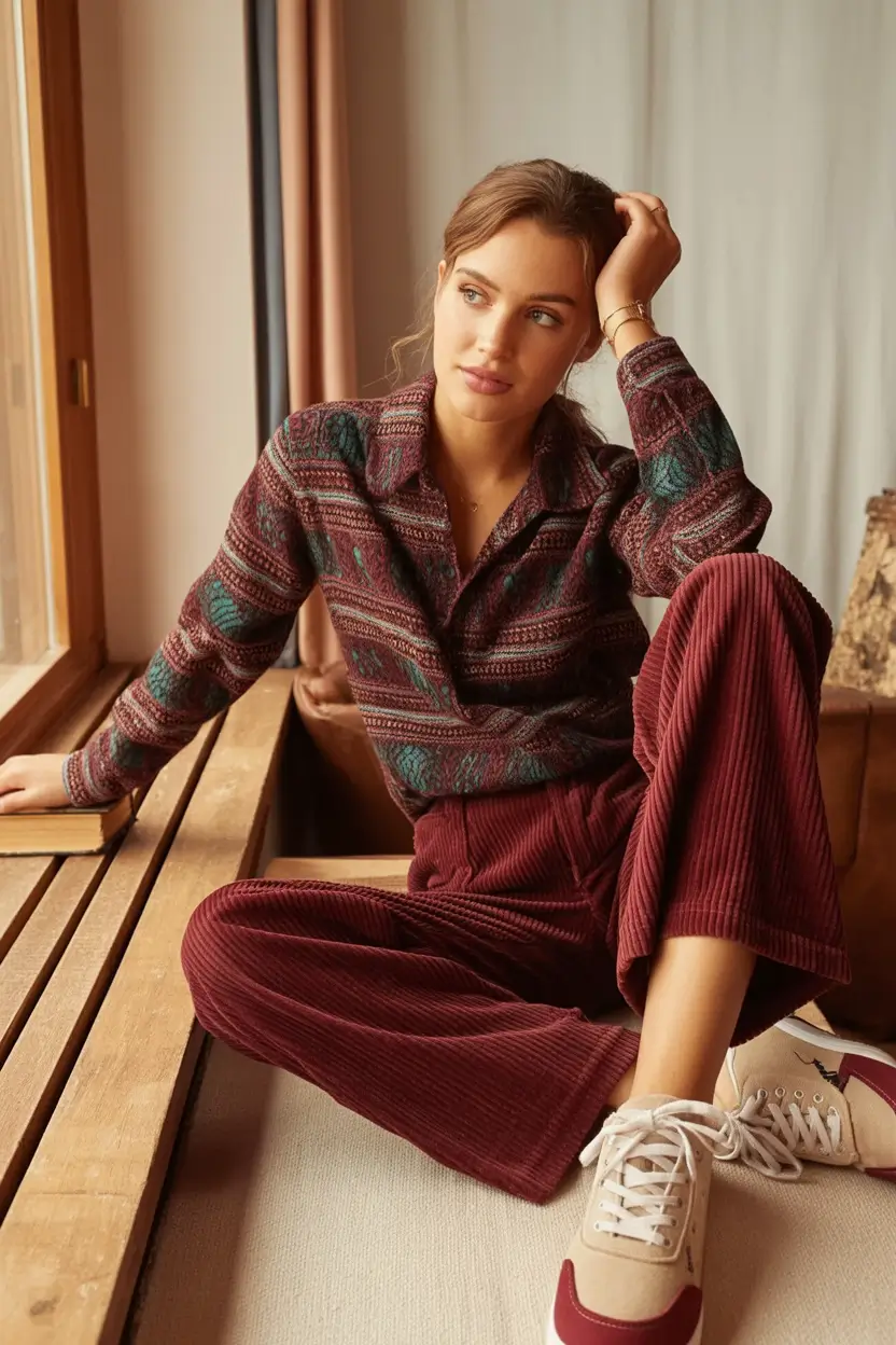 Cozy & Chic Fall outfits Ideas to Try in 2025 Corduroy & Nostalgia in Wine Hues