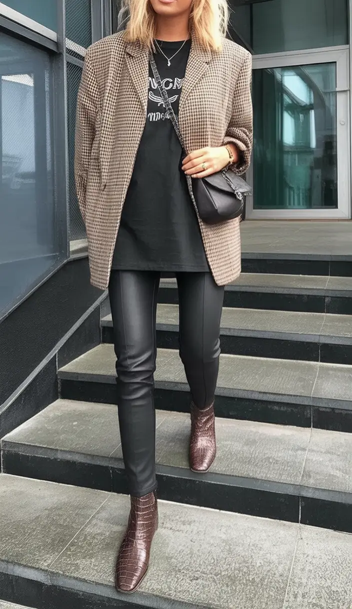 Cozy & Chic Fall outfits Ideas to Try in 2025 Power Plaid and Croc-Textured Confidence