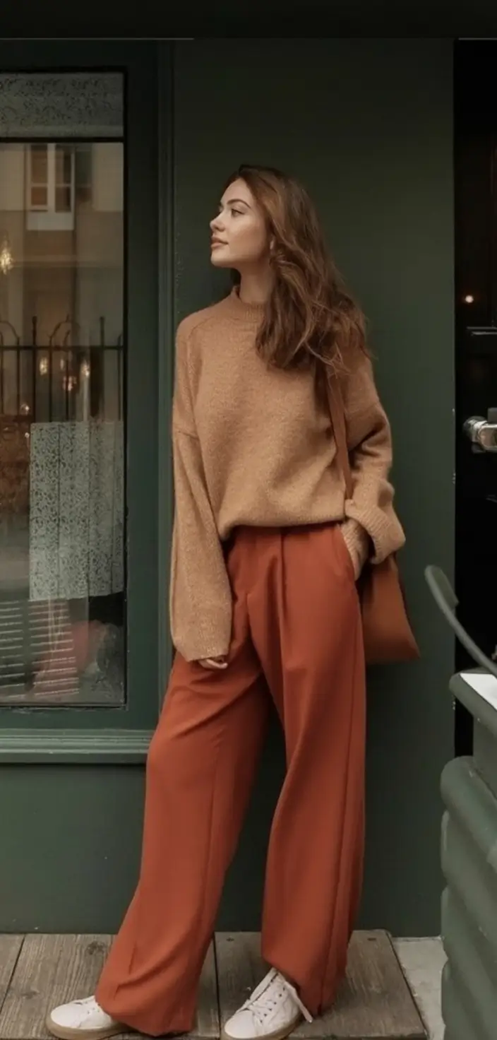 Fall 2025 Fashion Inspiration for Stylish Women Pumpkin Spice Color-Blocking