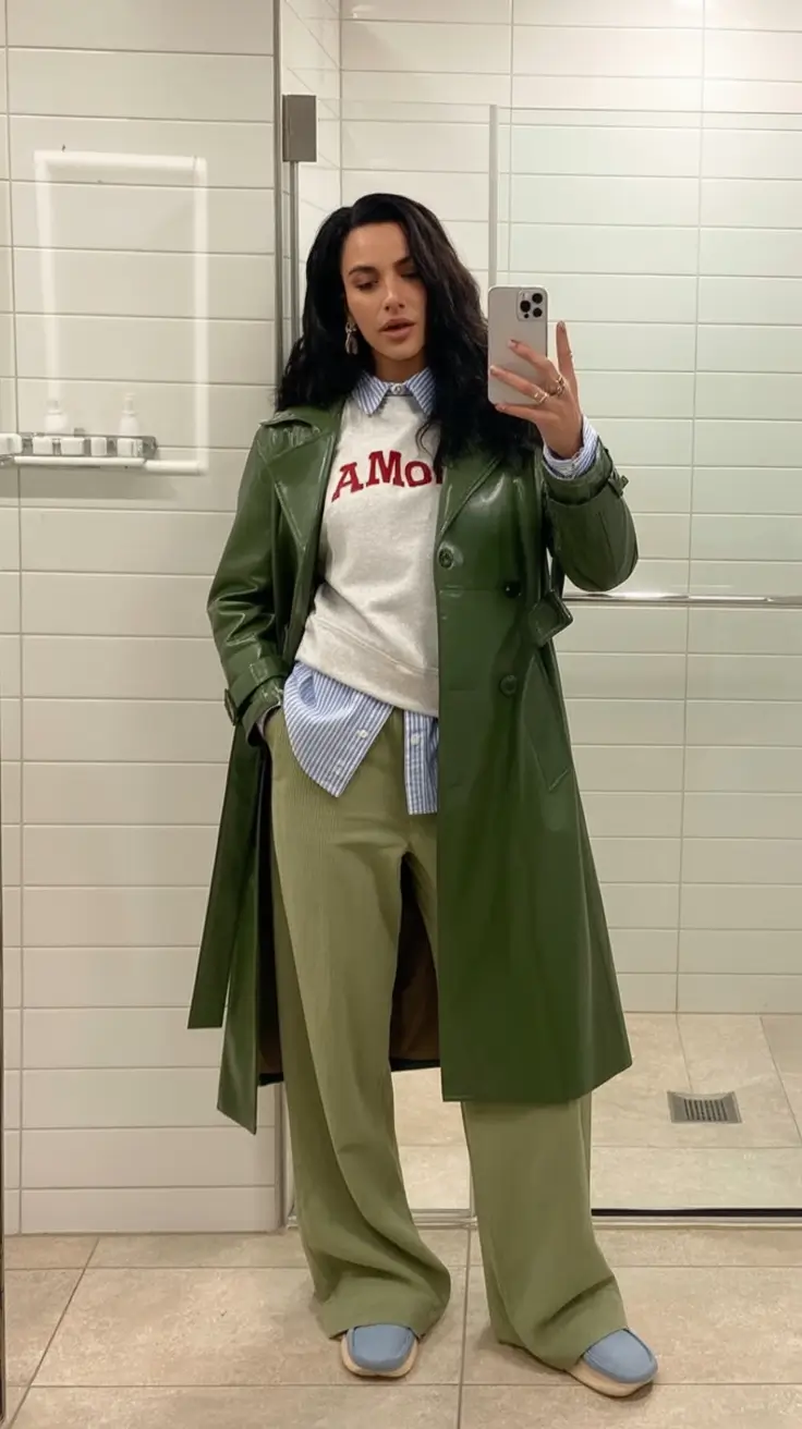 Fall 2025 Fashion Inspiration for Stylish Women Playful Cool in Olive and Navy