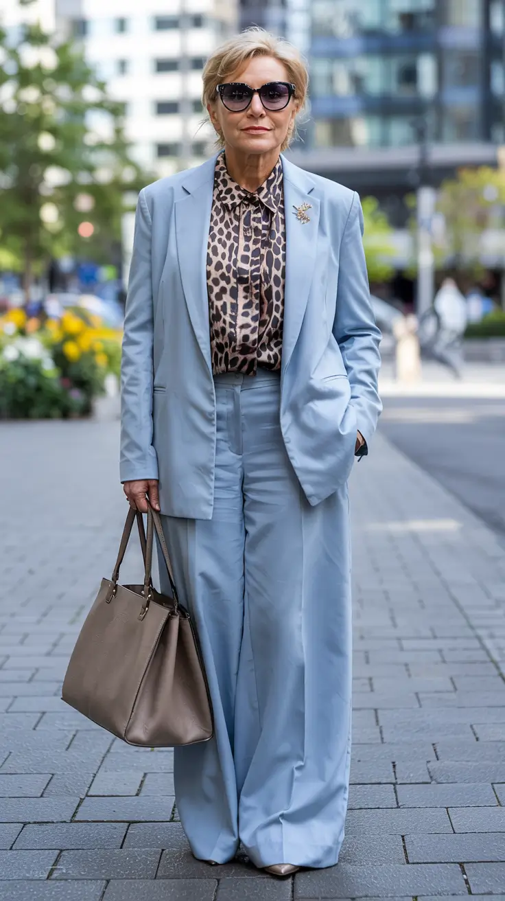 Fall 2025 Hair Color Inspiration for Women Over 60 Powder Blue Meets Leopard Attitude