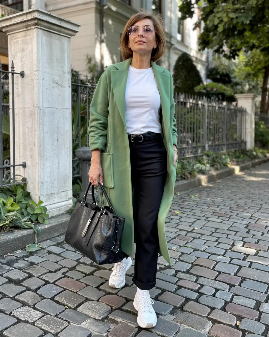 Fall 2025 Hair Color Inspiration for Women Over 60 Green Coats and Sneaker Cool