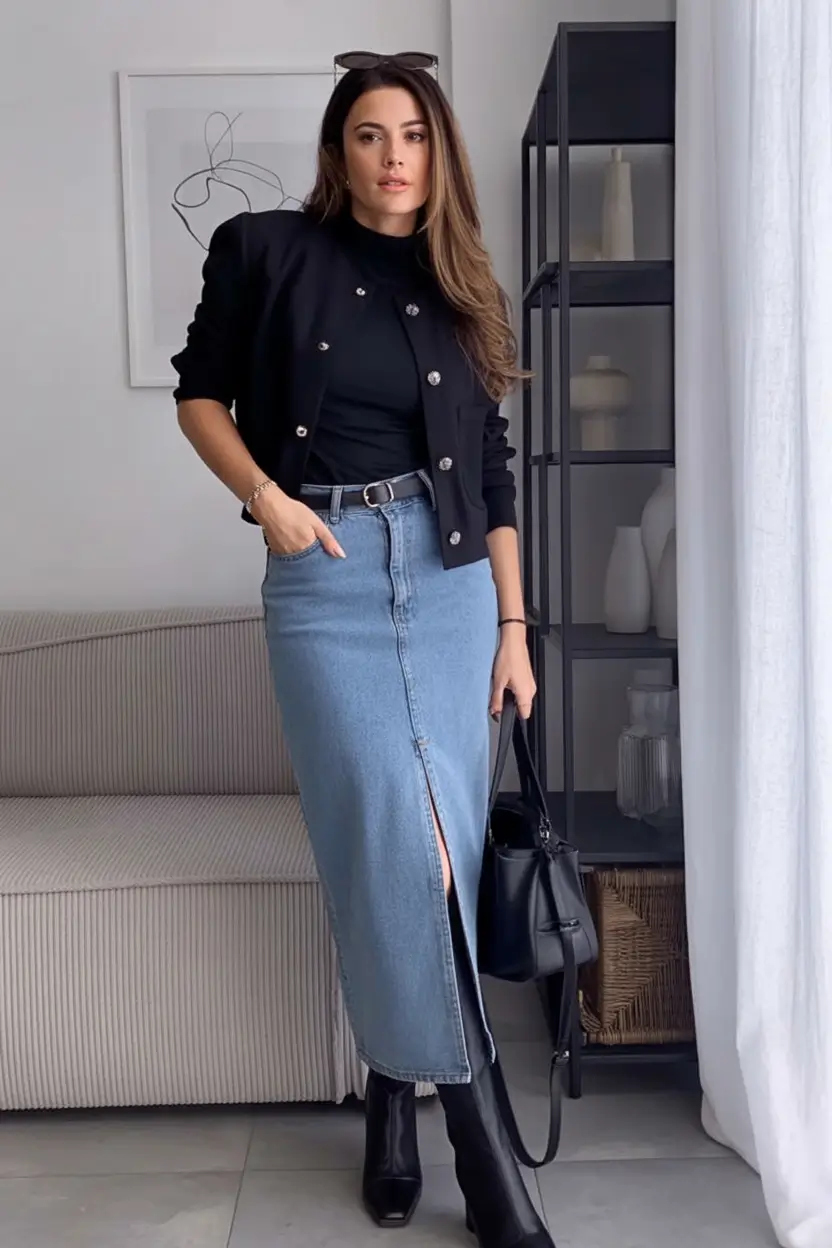 Fall 2025 looks: tremdy outfits with skirts Denim Polished City Casual Redefined
