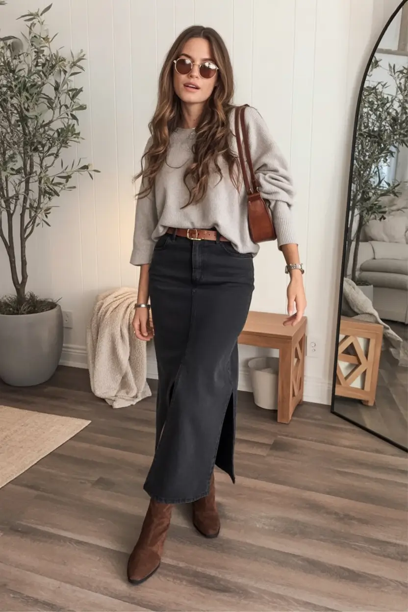 Fall 2025 looks: tremdy outfits with skirts Denim Done Right