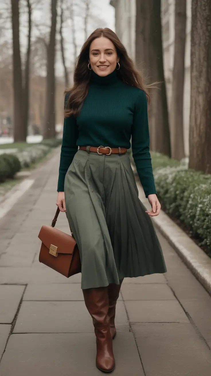 Fall 2025 looks: tremdy outfits with skirts Evergreen Energy with Structured Lines