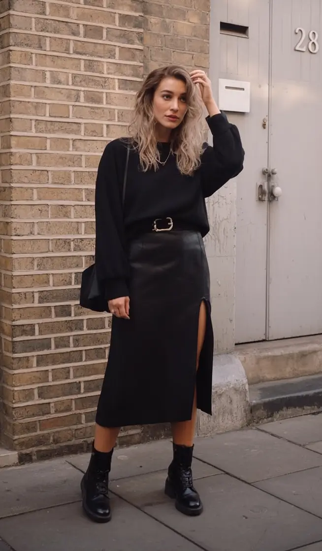 Fall 2025 looks: tremdy outfits with skirts Urban Noir with Edge