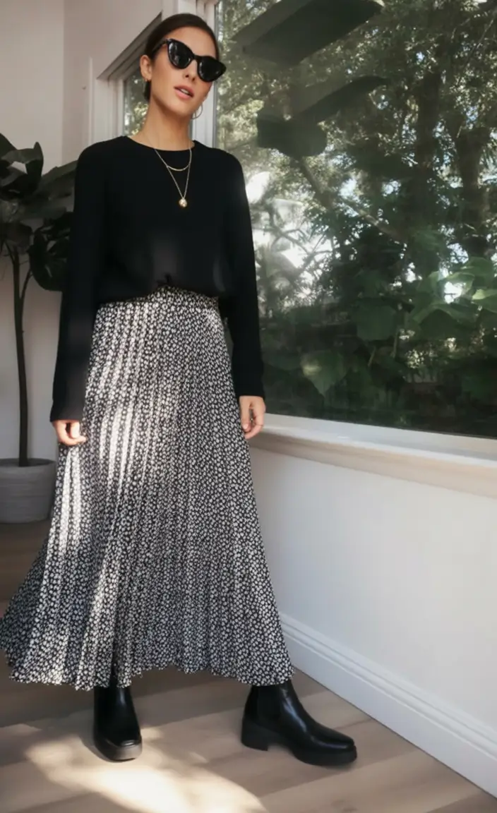 Fall 2025 looks: tremdy outfits with skirts Black and White Bold