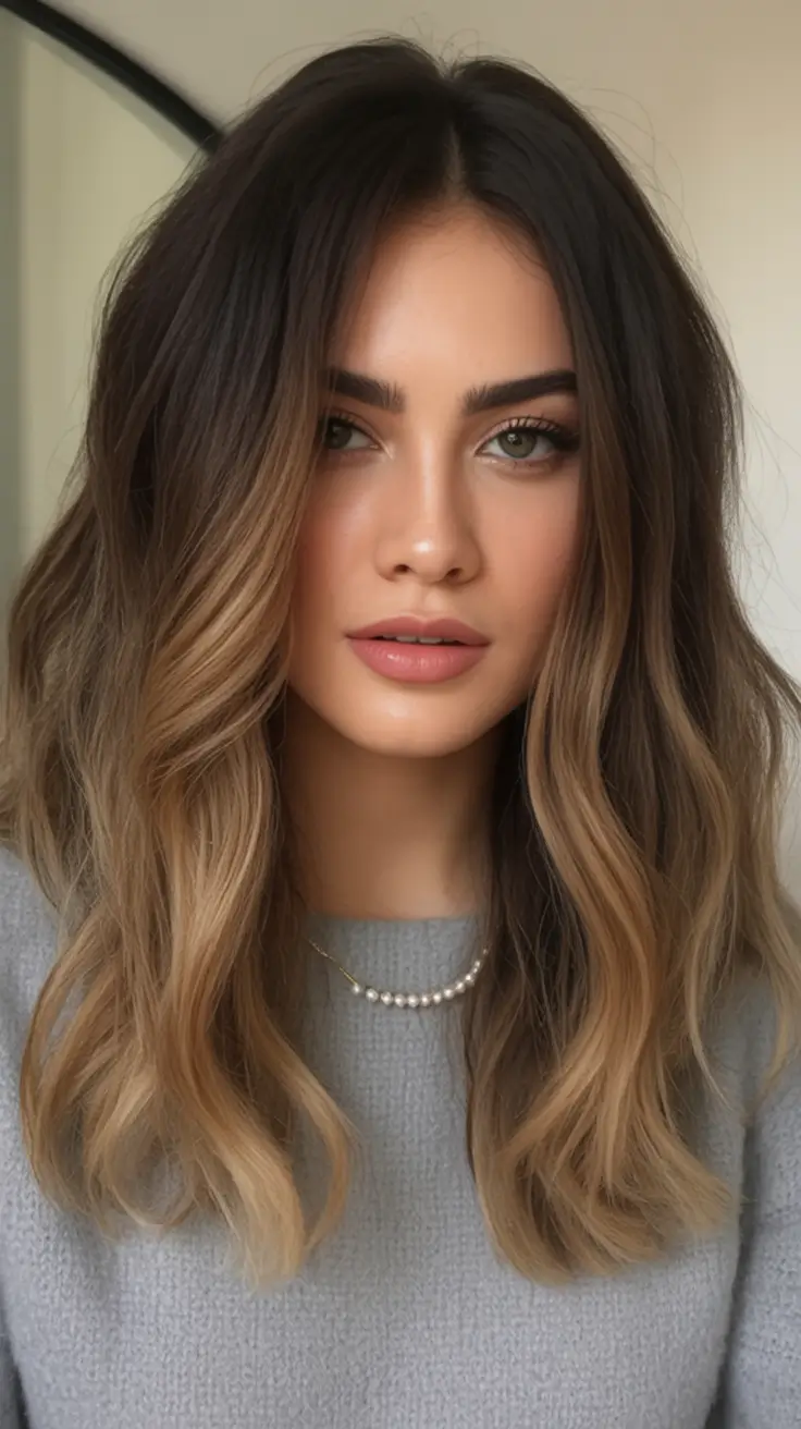 Fall Hair Color Ideas for Brunette 2025 Warm Espresso Ends with Face-Framing Highlights