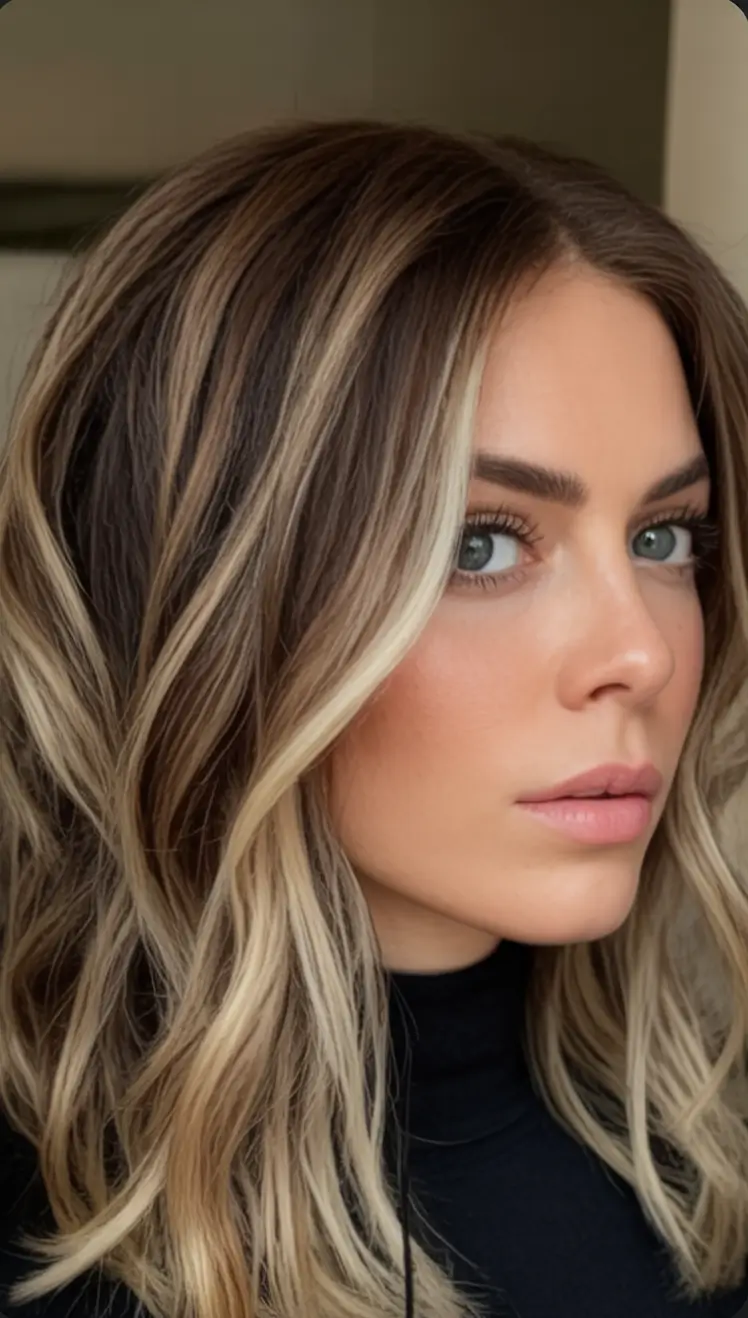 Fall Hair Color Ideas for Brunette 2025 Blended Blonde Money Piece on Ash Brunette Base