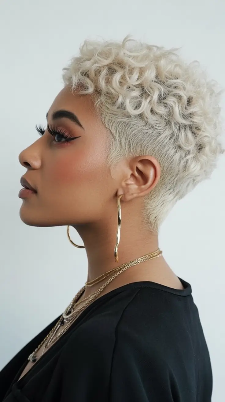 Fall Hair Color Ideas for Deep Skin Tones 2025 Icy Blonde Tight Fade