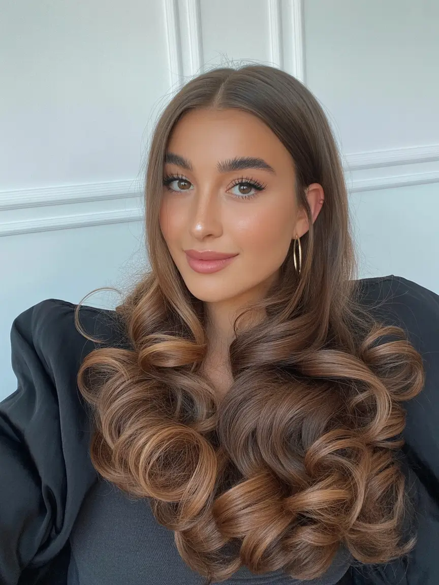 Fall Hair Color Ideas for Deep Skin Tones 2025 Warm Cinnamon Curls with Dimensional Shine