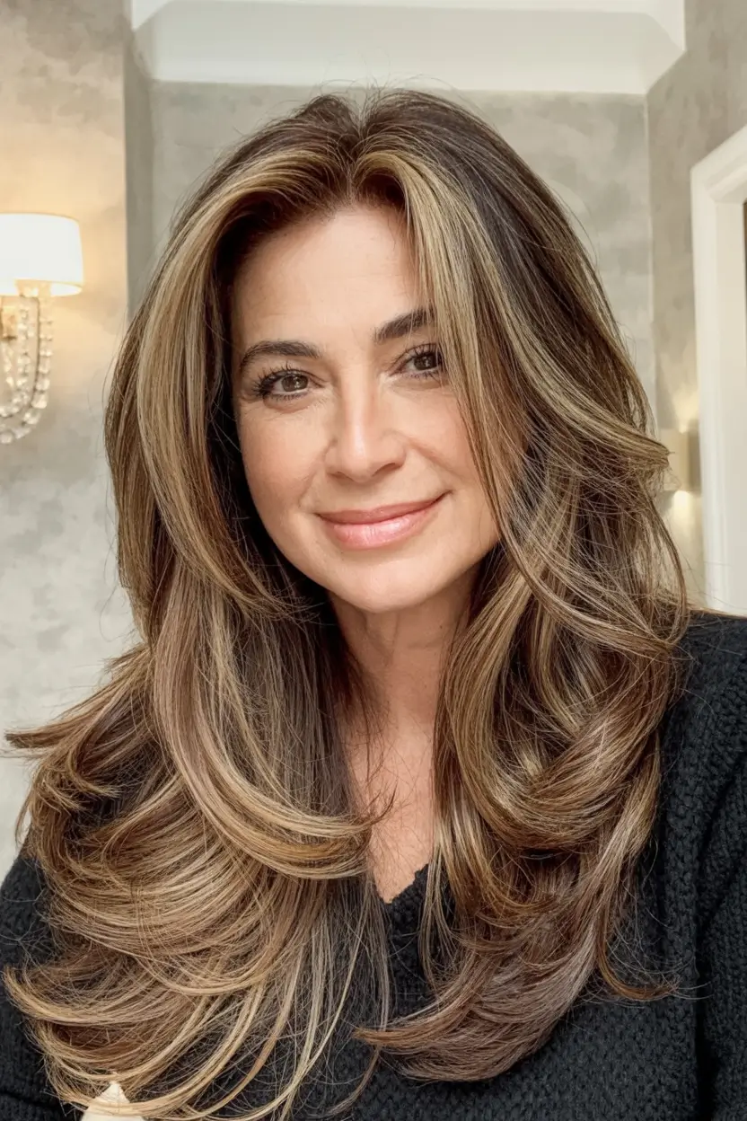 2025 Fall Hair Color Looks for Women 50+ Face-Framing Flicks in Cinnamon Chestnut