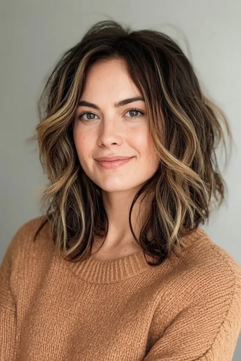 2025 Fall Hair Color Looks for Women 50+ Textured Mid-Length Bob with Soft Highlights