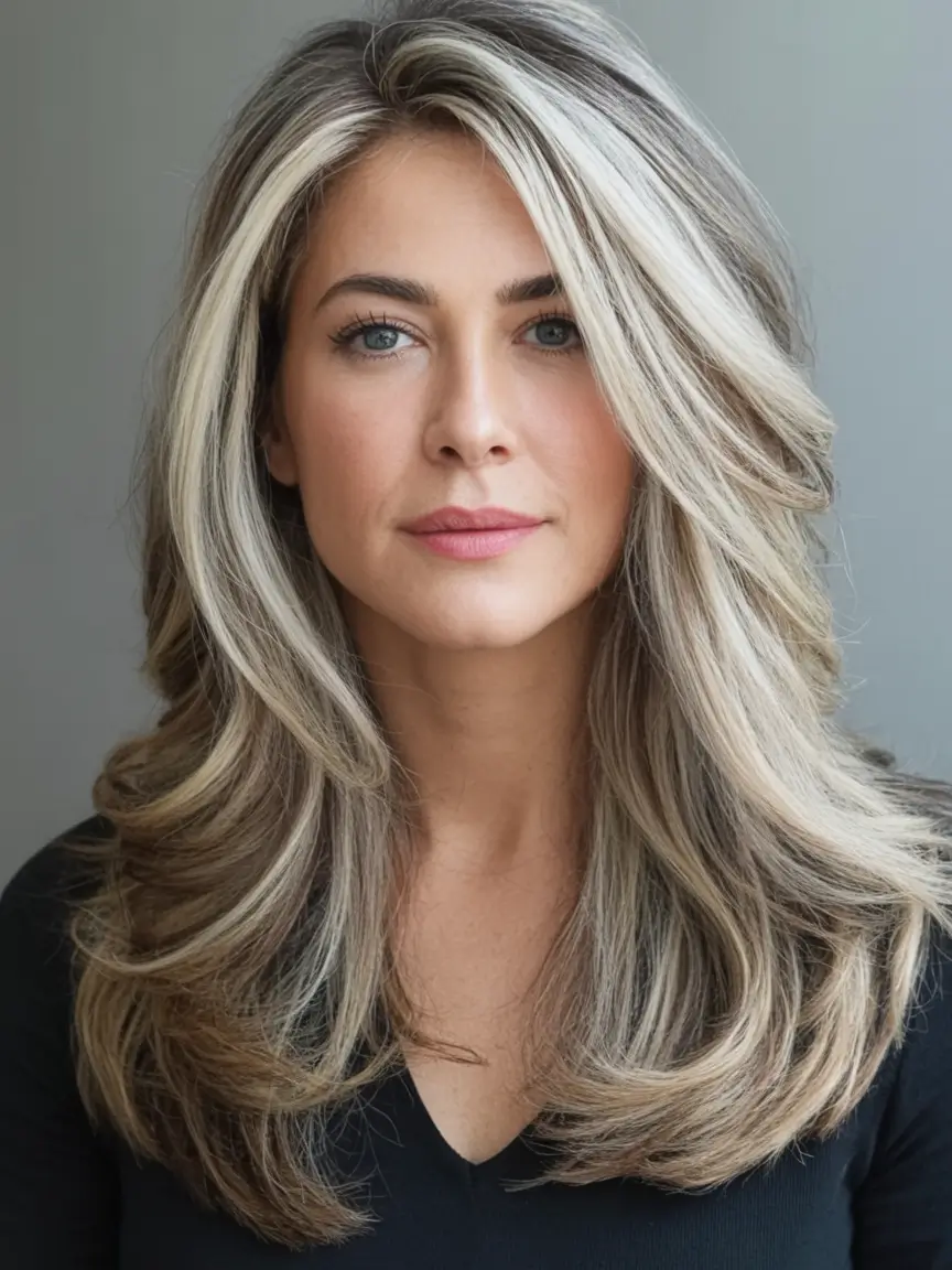 2025 Fall Hair Color Looks for Women 50+ Platinum Framing with Soft Mushroom Base