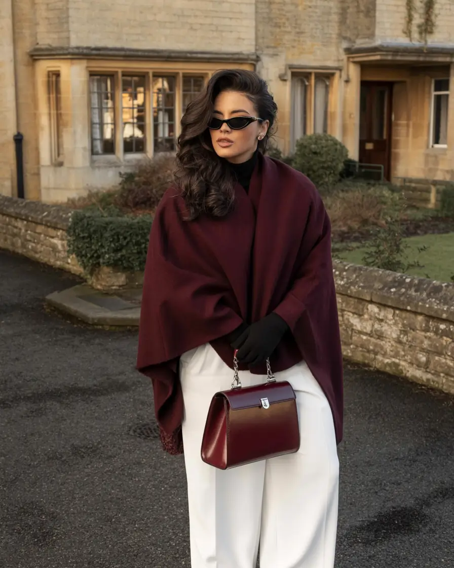 Fall outfits ideas for a fashionable 2025 lookbook Elegant in Maroon and White with a Retro Twist