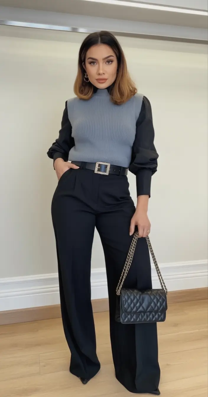 Fall outfits ideas for a fashionable 2025 lookbook Cool-Toned Contrast for Elevated Office Style