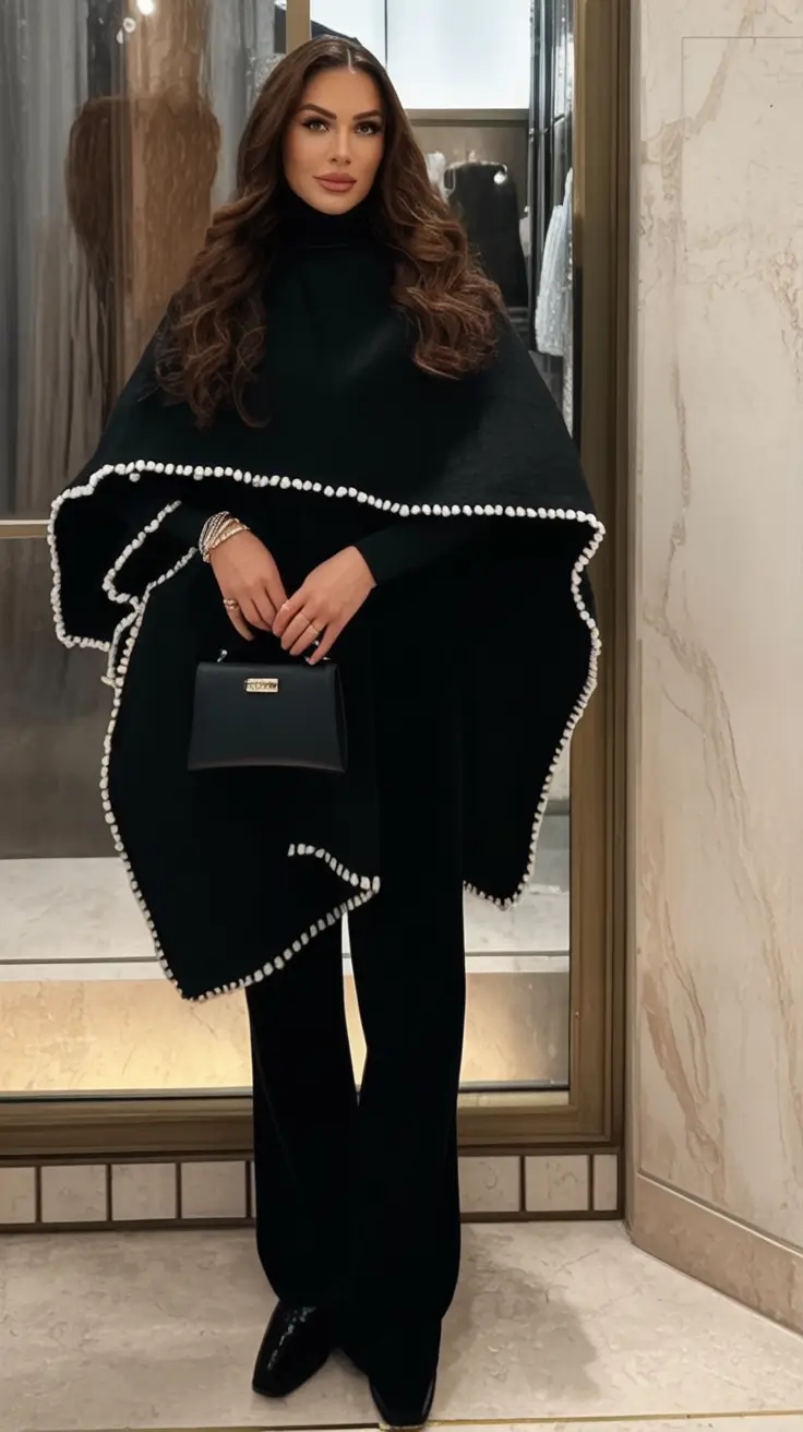 Fall outfits ideas for a fashionable 2025 lookbook Dramatic Black with Pearl Drama