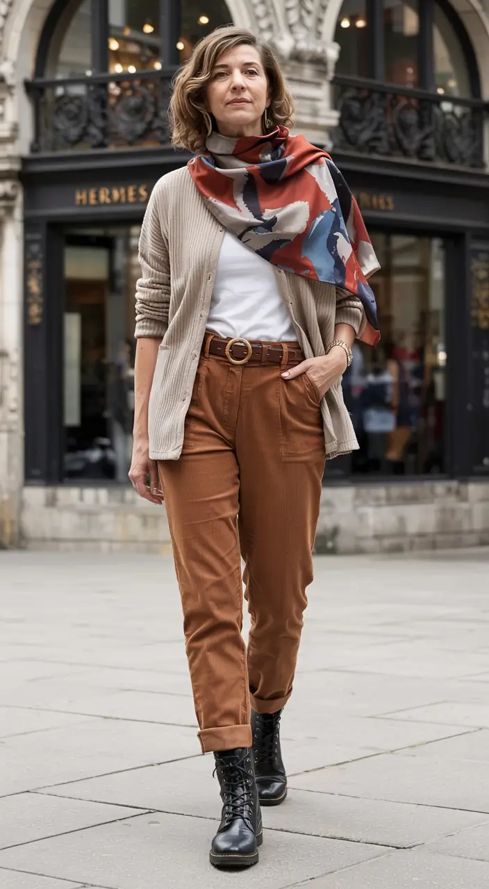 Fall 2025 fashion outfits for stylish women over 50 City-Walk Comfort with Artistic Flair