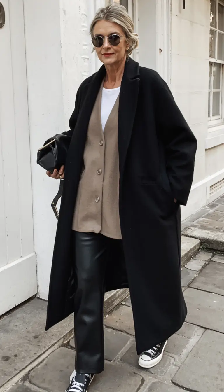 Fall 2025 fashion outfits for stylish women over 50 Urban Neutrals with a Relaxed Twist