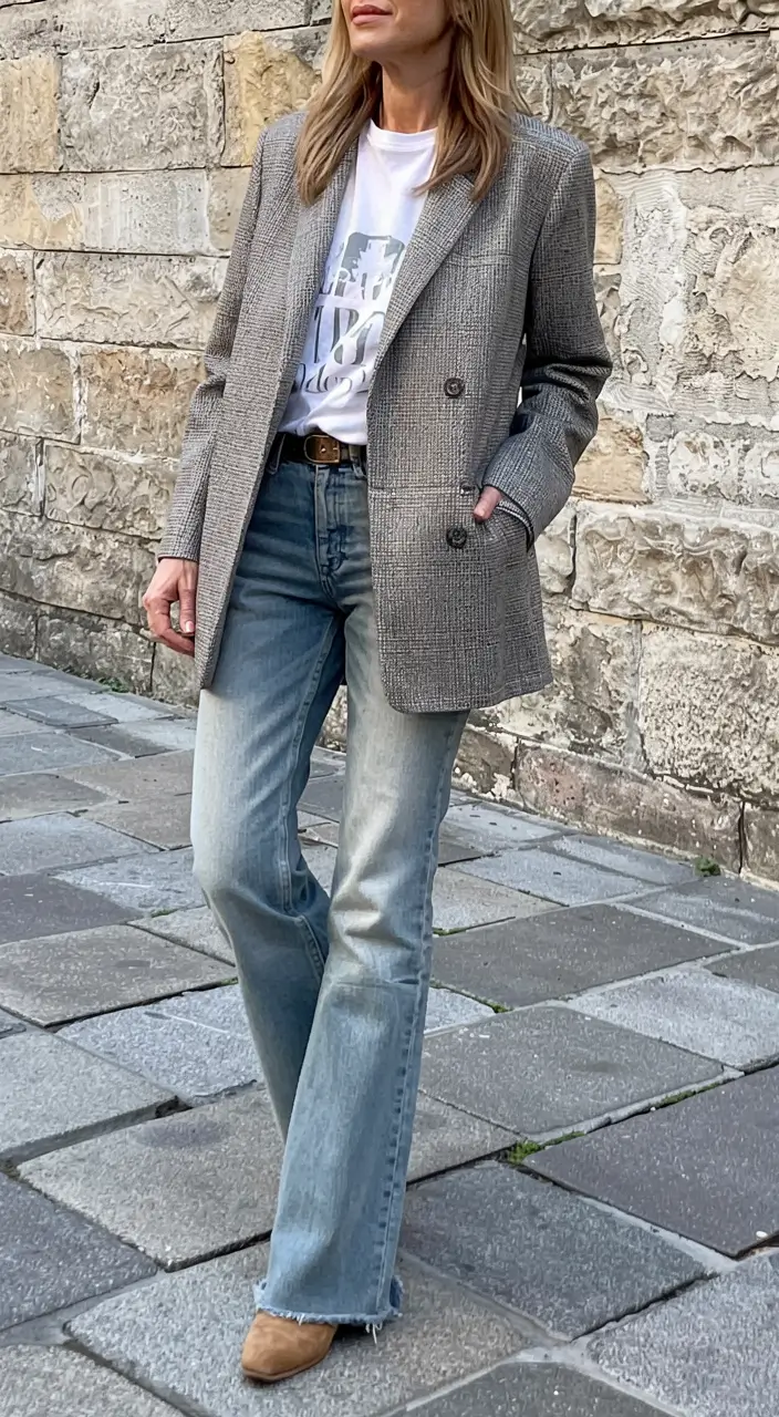 Fall 2025 fashion outfits for stylish women over 50 Timeless Denim Meets Polished Layers